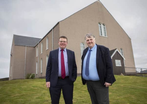 David Murray, left, and Donald Macleod, who will be digitising the recordings, at Garrabost Free Church. 
Picture by Sandie Maciver of SandiePhotos