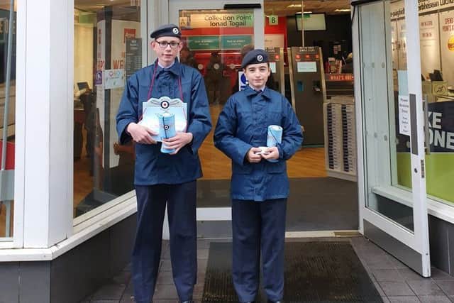 Cadets collecting for the Wings Appeal.