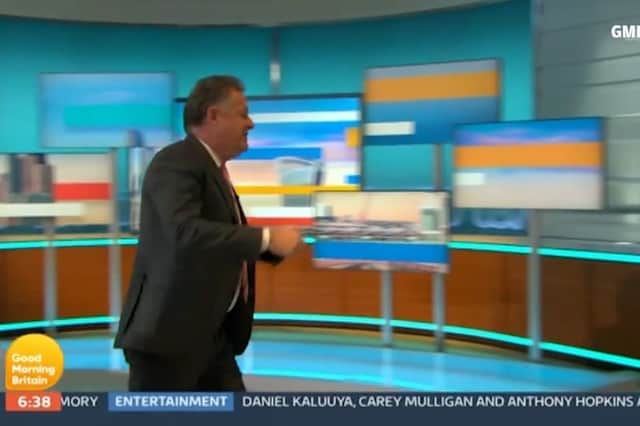 Good Morning Britain co-host Piers Morgan left the studio in the huff following another tense discussion over the Duke and Duchess of Sussex's Oprah Winfrey interview (Photo: ITV)